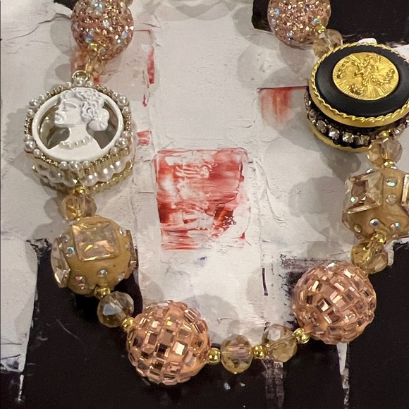 Gold and Black Beaded Keychain bag charm phone charm new - Picture 8 of 9